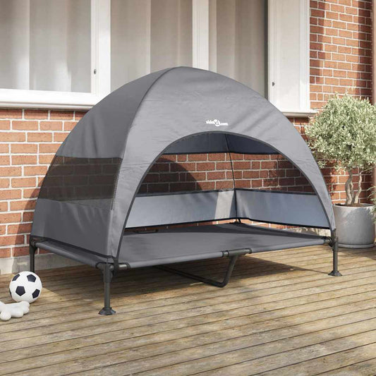 Raised Dog Bed 127 x 81 x 108 cm Fabric and Steel Light Grey