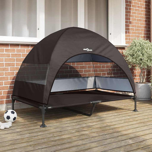 Raised Dog Bed 127 x 81 x 108 cm Fabric and Steel Brown