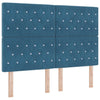 Velvet Headboard Argyle with Headboard Dark Blue 144 cm Velvet