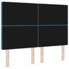 Velvet Headboard Argyle with Headboard Dark Blue 144 cm Velvet