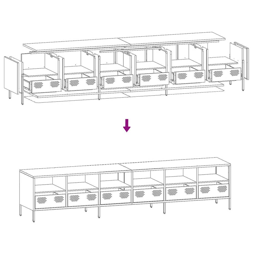TV Cabinet Black 202x39x43.5 cm Cold-rolled Steel