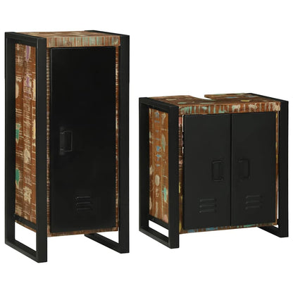 Bathroom Furniture Set 2 pcs Multicolour Solid Reclaimed Wood