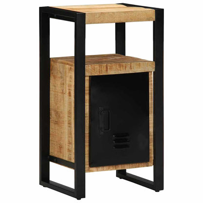 Bathroom Furniture Set 4 pcs Brown and Black Solid Mango Wood