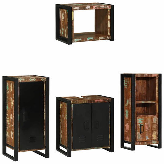 Bathroom Furniture Set 4 pcs Multicolour Solid Reclaimed Wood