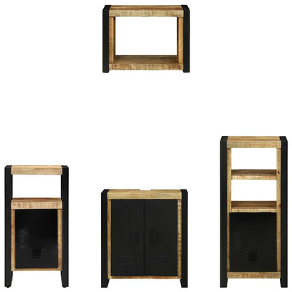 Bathroom Furniture Set with Shelf 4 pcs Brown Solid Mango Wood