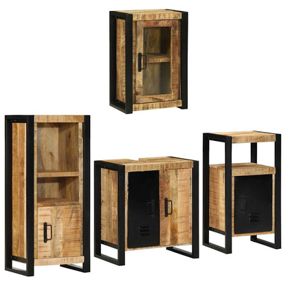 Bathroom Furniture Set 4 pcs Brown Soild Mango Wood