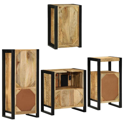 Bathroom Furniture Set 4 pcs Brown Soild Mango Wood