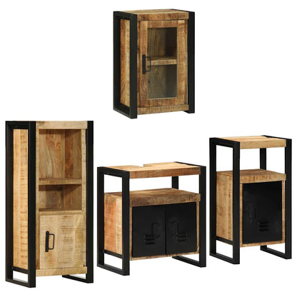 Bathroom Furniture Set 4 pcs Brown Soild Mango Wood