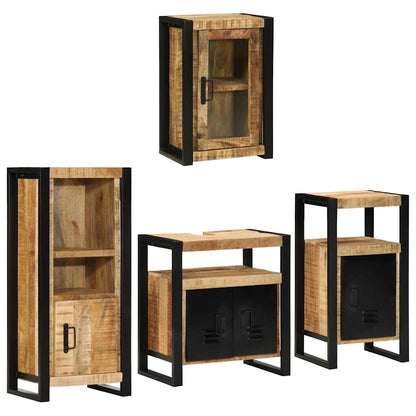 Bathroom Furniture Set 4 pcs Brown Soild Mango Wood