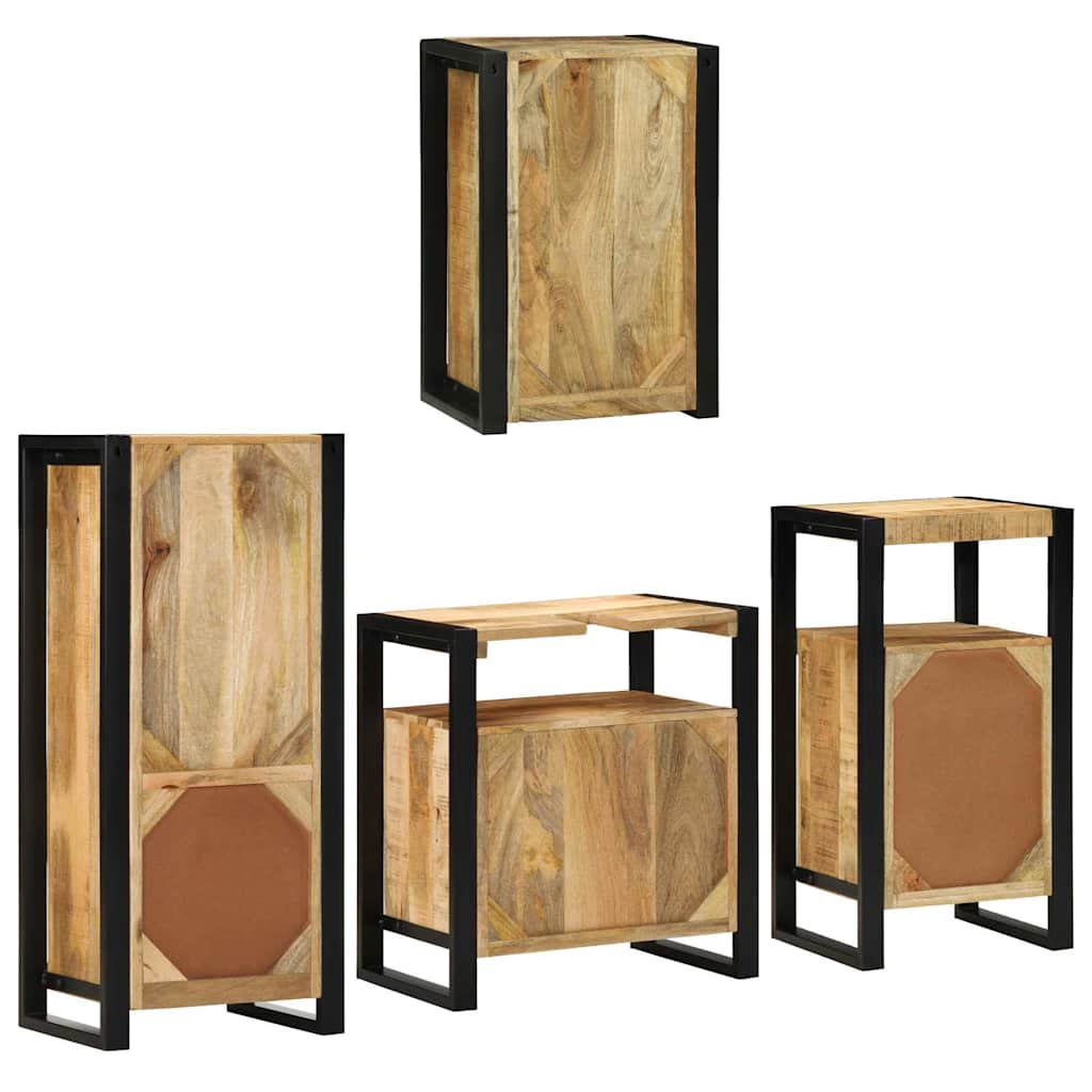 Bathroom Furniture Set 4 pcs Brown Soild Mango Wood