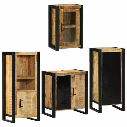 Bathroom Furniture Set 4 pcs Brown Soild Mango Wood