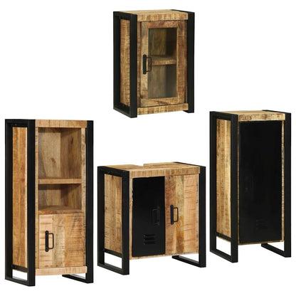 Bathroom Furniture Set 4 pcs Brown Soild Mango Wood