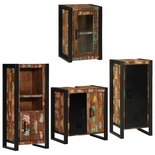 Bathroom Furniture Set 4 pcs Multicolour Solid Reclaimed Wood