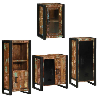 Bathroom Furniture Set 4 pcs Multicolour Solid Reclaimed Wood