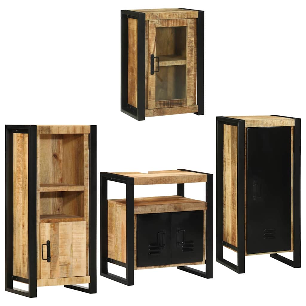 Bathroom Furniture Set 4 pcs Brown Soild Mango Wood