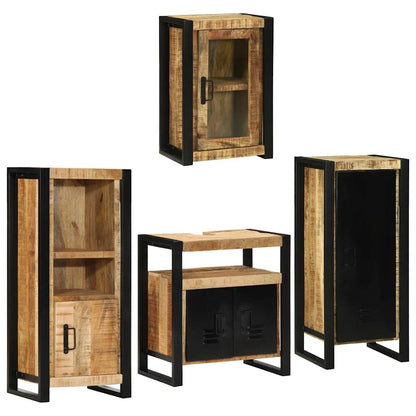 Bathroom Furniture Set 4 pcs Brown Soild Mango Wood