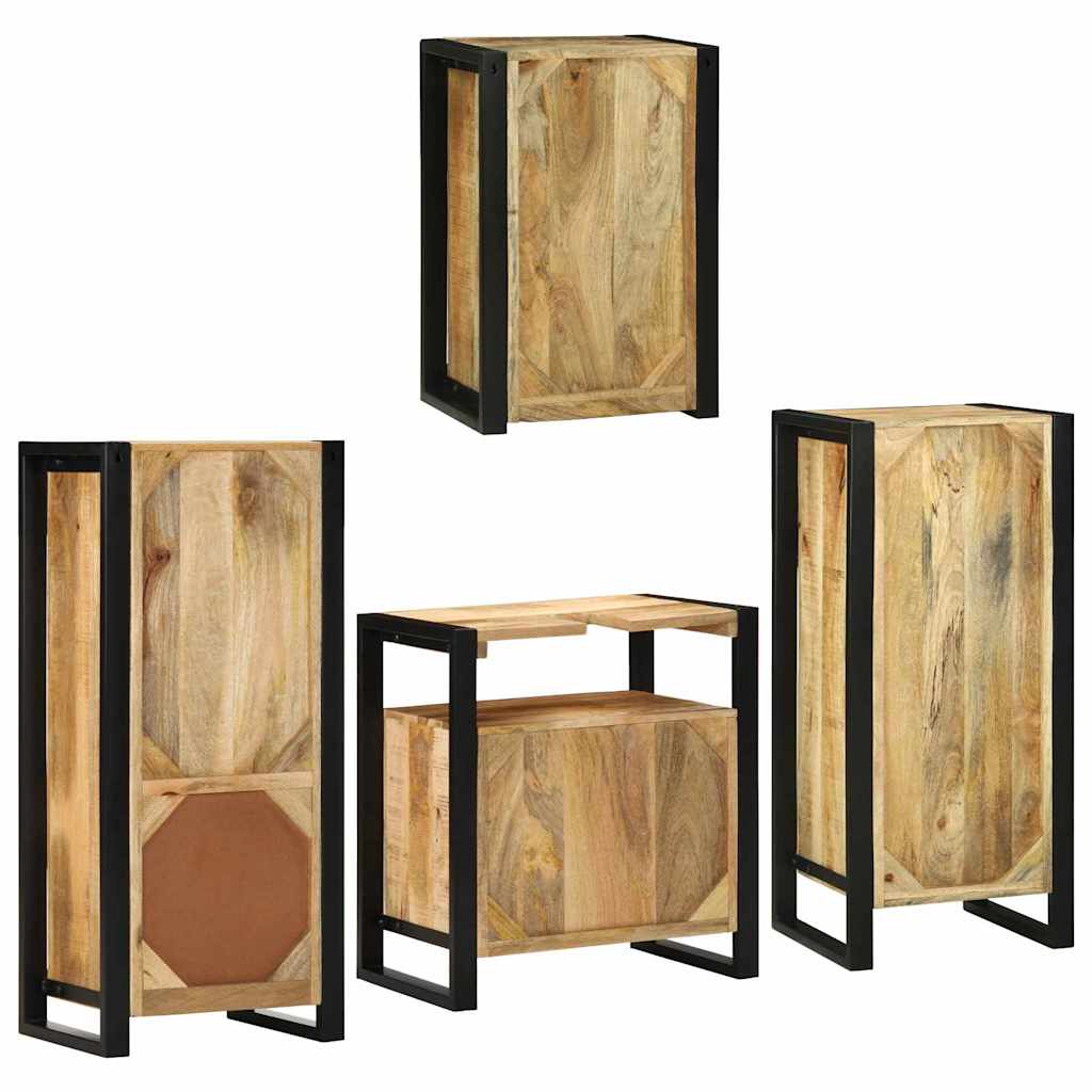 Bathroom Furniture Set 4 pcs Brown Soild Mango Wood
