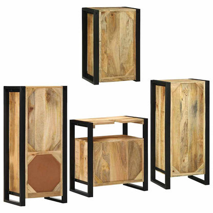 Bathroom Furniture Set 4 pcs Brown Soild Mango Wood