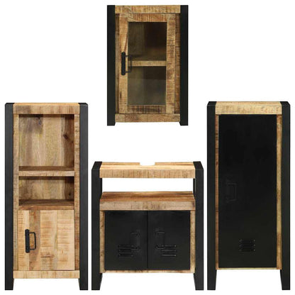 Bathroom Furniture Set 4 pcs Brown Soild Mango Wood