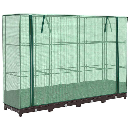 Raised Bed with Greenhouse Cover Rattan Look 160x40x123 cm