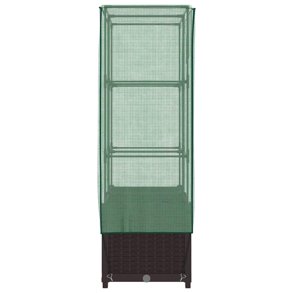 Raised Bed with Greenhouse Cover Rattan Look 80x40x138 cm