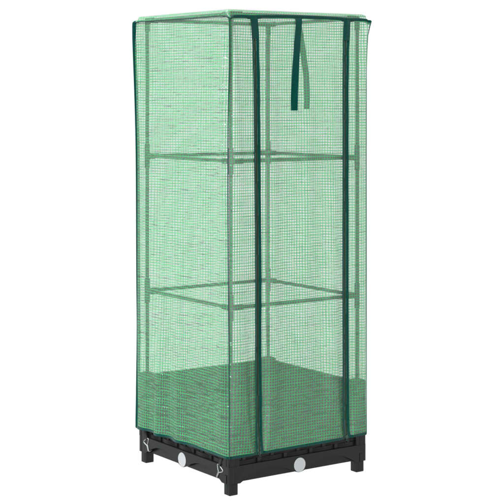 Raised Bed with Greenhouse Cover Rattan Look 40x40x123 cm