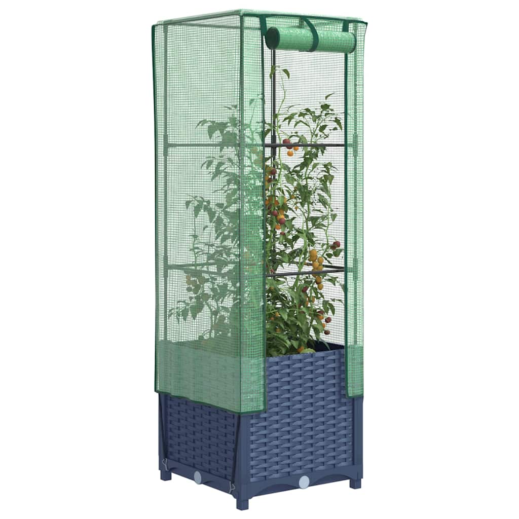 Raised Bed with Greenhouse Cover Rattan Look 40x40x139 cm