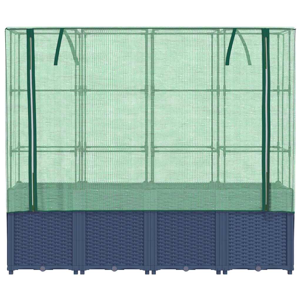 Raised Bed with Greenhouse Cover Rattan Look 160x40x153 cm