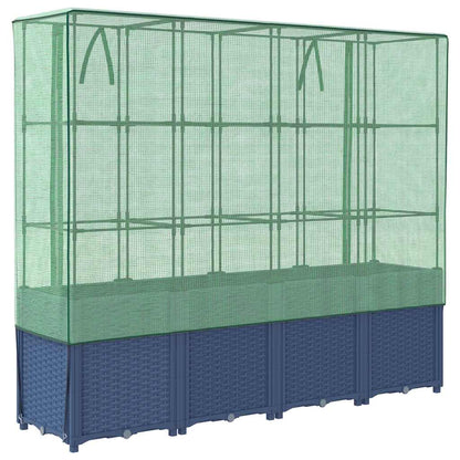 Raised Bed with Greenhouse Cover Rattan Look 160x40x153 cm