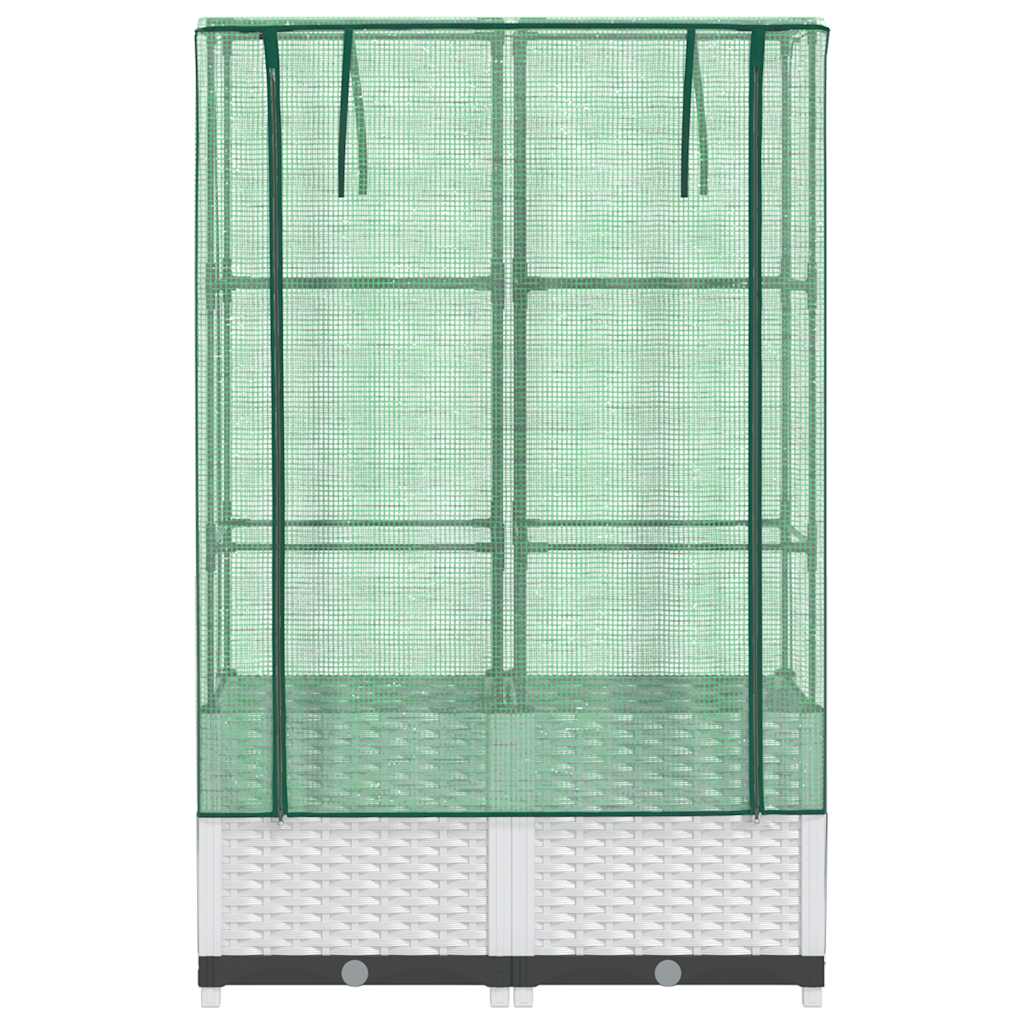 Raised Bed with Greenhouse Cover Rattan Look 80x40x138 cm