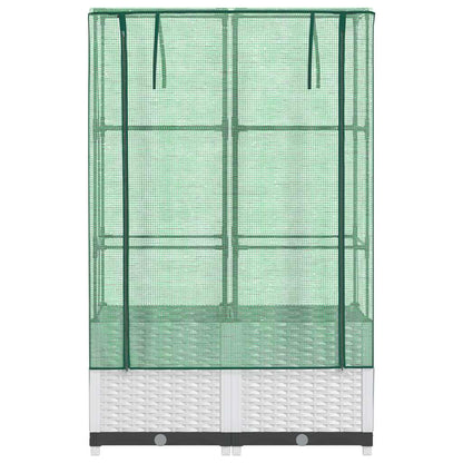 Raised Bed with Greenhouse Cover Rattan Look 80x40x138 cm