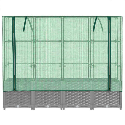 Raised Bed with Greenhouse Cover Rattan Look 160x40x138 cm