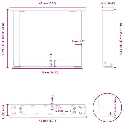 Coffee Table Legs U-Shaped 2 pcs Black 40x(30-31) cm Steel