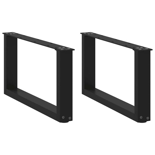 Coffee Table Legs U-Shaped 2 pcs Black 70x(30-31) cm Steel
