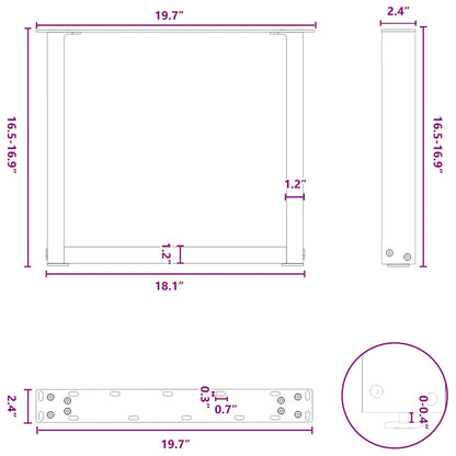 Coffee Table Legs U-Shaped 2 pcs Black 50x(42-43) cm Steel