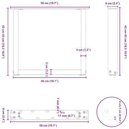 Coffee Table Legs U-Shaped 2 pcs Anthracite 50x(42-43) cm Steel