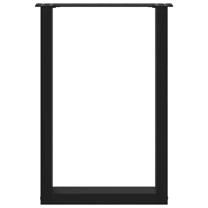 Dining Table Legs U-Shaped 2 pcs Black 50x(72-73) cm Steel