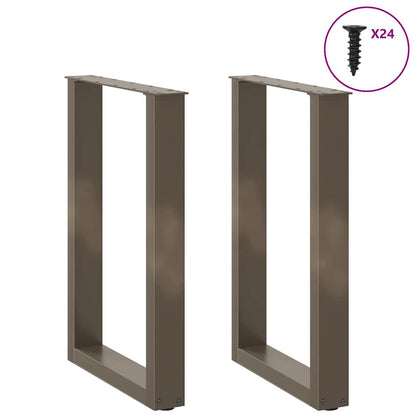 Dining Table Legs U-Shaped 2 pcs Natural Steel 50x(72-73) cm Steel