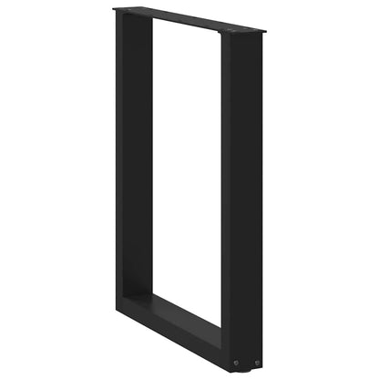 Dining Table Legs U-Shaped 2 pcs Black 60x(72-73) cm Steel