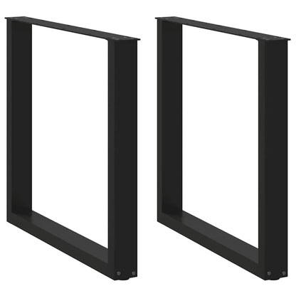 Dining Table Legs U-Shaped 2 pcs Black 80x(72-73) cm Steel