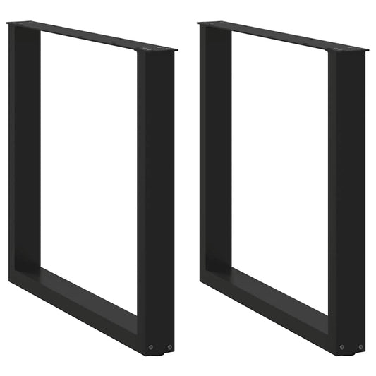 Dining Table Legs U-Shaped 2 pcs Black 80x(72-73) cm Steel