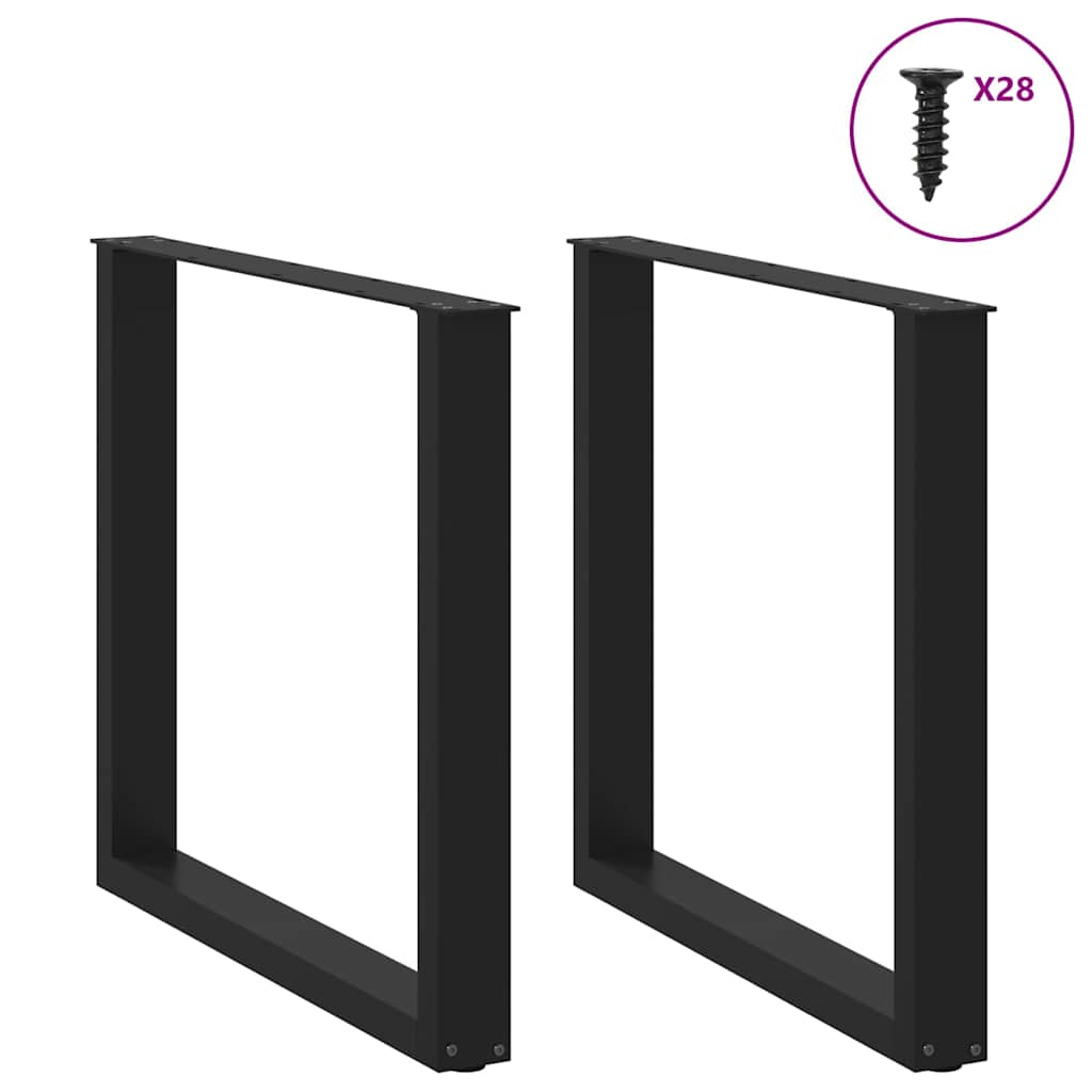 Dining Table Legs U-Shaped 2 pcs Black 80x(72-73) cm Steel