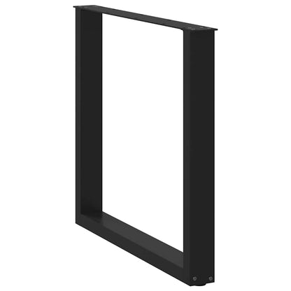 Dining Table Legs U-Shaped 2 pcs Black 80x(72-73) cm Steel