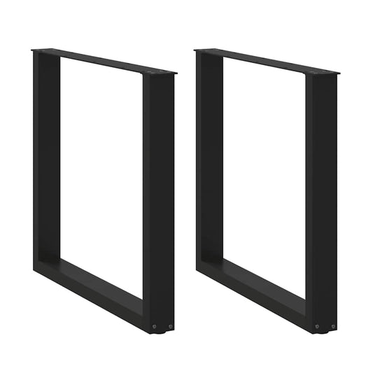 Dining Table Legs U-Shaped 2 pcs Black 90x(72-73) cm Steel