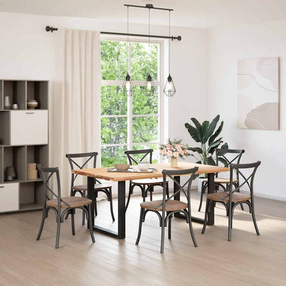 Dining Table Legs U-Shaped 2 pcs Black 90x(72-73) cm Steel