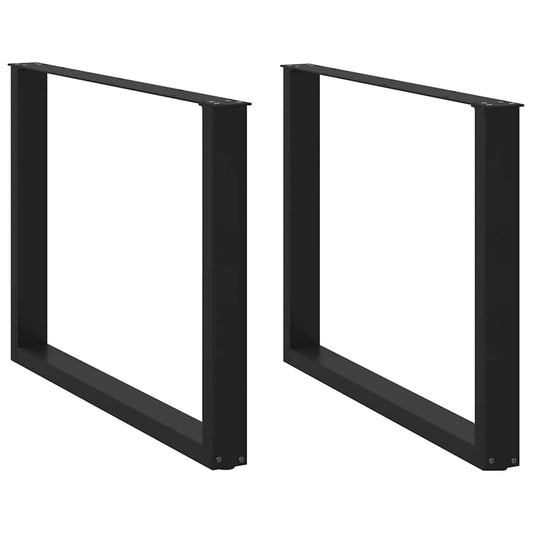 Dining Table Legs U-Shaped 2 pcs Black 100x(72-73) cm Steel
