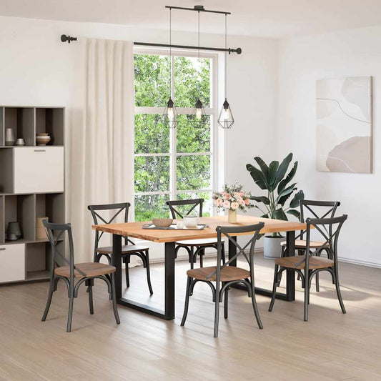 Dining Table Legs U-Shaped 2 pcs Black 100x(72-73) cm Steel