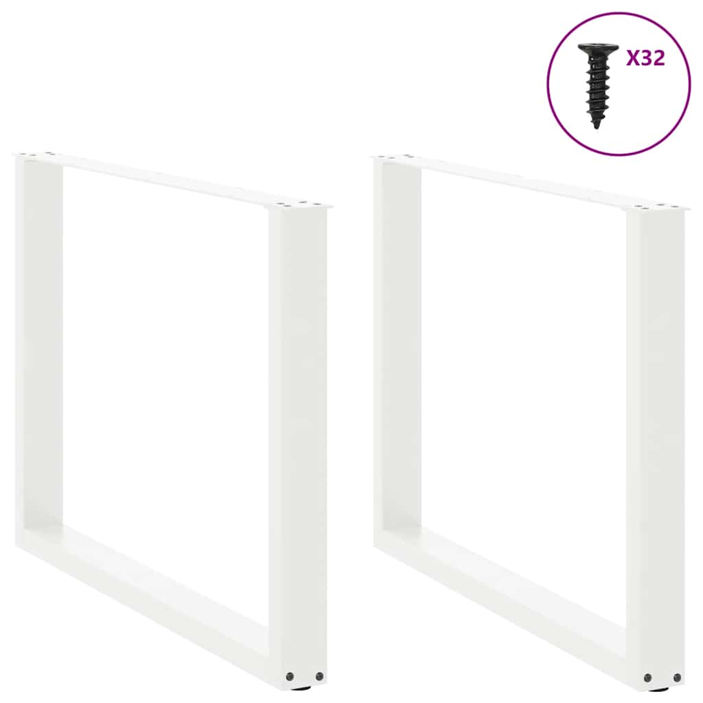 Dining Table Legs U-Shaped 2 pcs White 100x(72-73) cm Steel