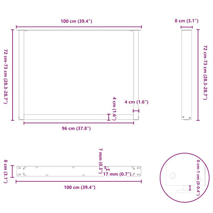 Dining Table Legs U-Shaped 2 pcs White 100x(72-73) cm Steel