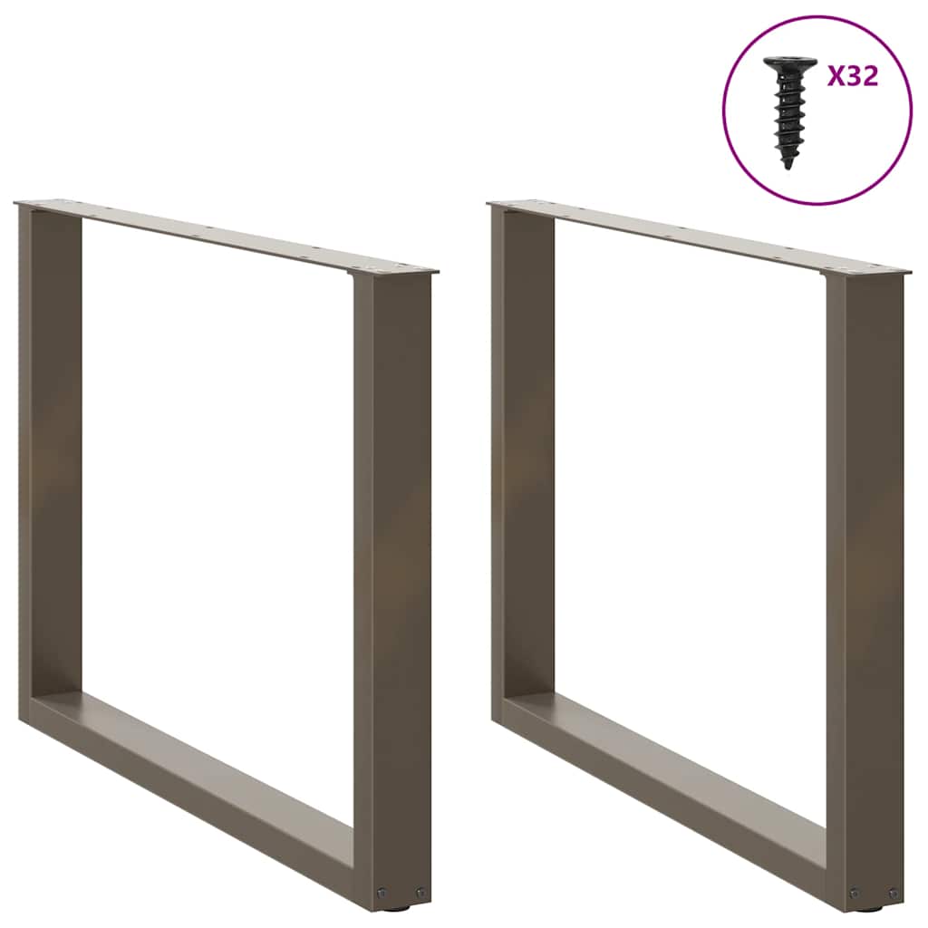 Dining Table Legs U-Shaped 2 pcs Natural Steel 100x(72-73) cm Steel